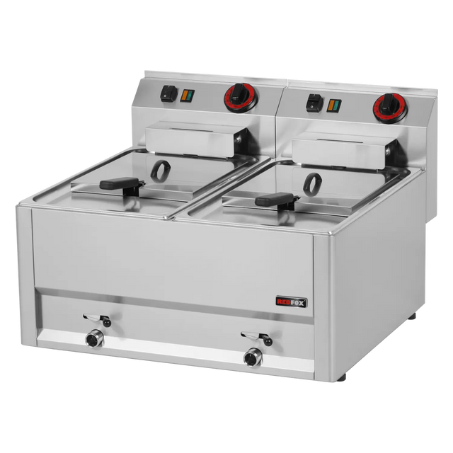 Friteuse électrique à poser - 2x8 litres - 330x600x290mm - 2x6 kW Tri 400V