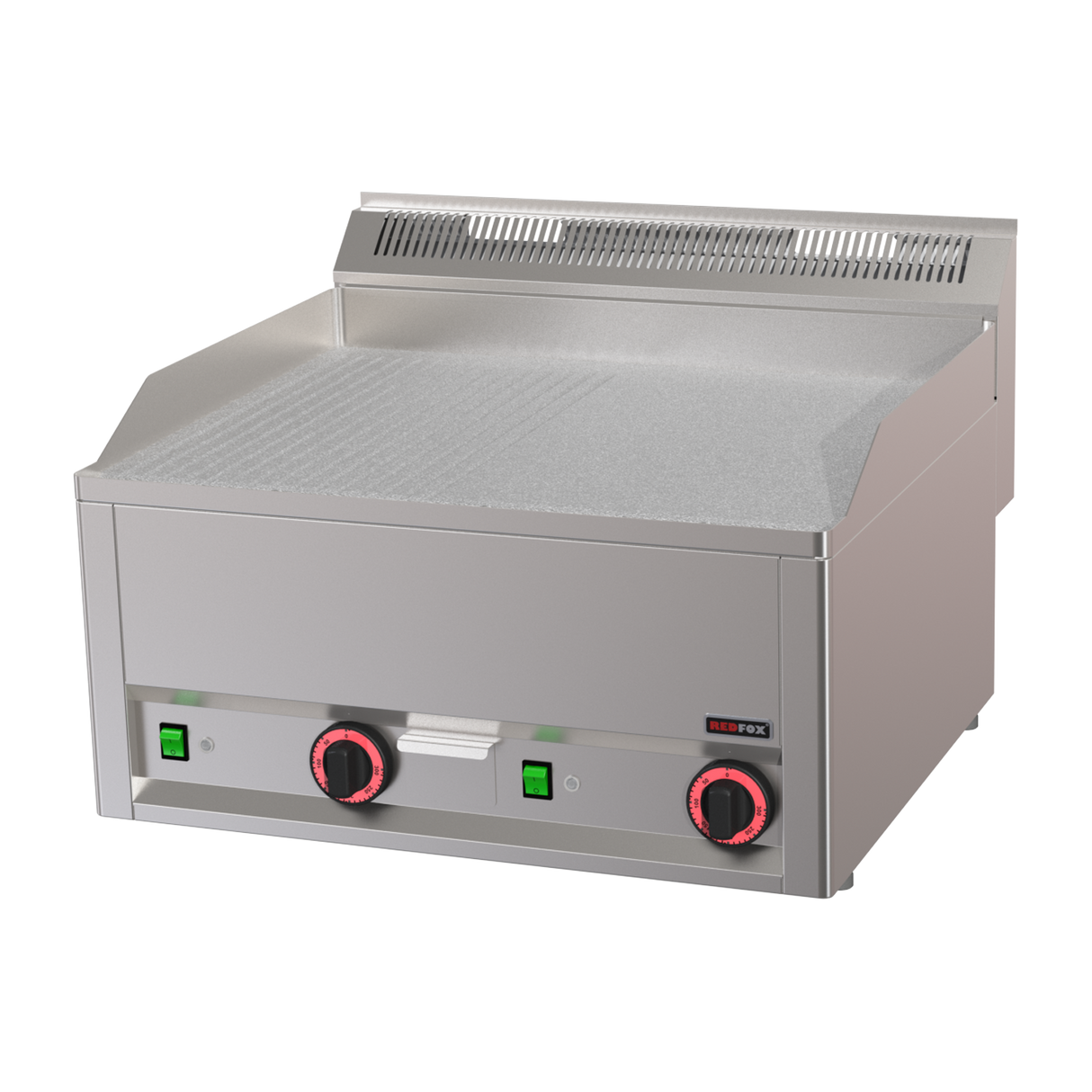 FTHRC-60-EL-00021010 - Plancha chromée lisse et nervurée électrique à poser - 660x600x290mm - 6 kW Tri 400V