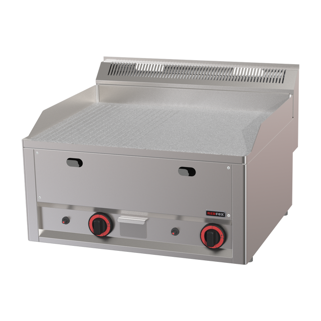 FTHRC-60-GL-00021019 - Plancha chromée lisse et nervurée gaz à poser - 660x600x290mm - 6 kW Tri 400V