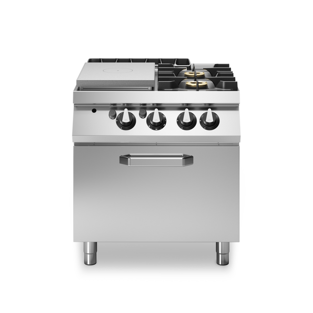 Fourneau 2 feux + plaque coup-de-feu sur four gaz – 26 kW Gaz – 800x730x870mm