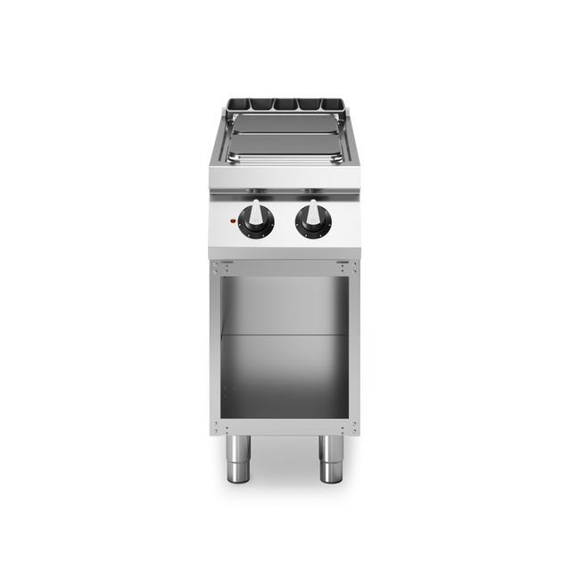 Fourneau 2 plaques électrique sur meuble ouvert – 5,2 kW 400V Tri – 400x730x870mm