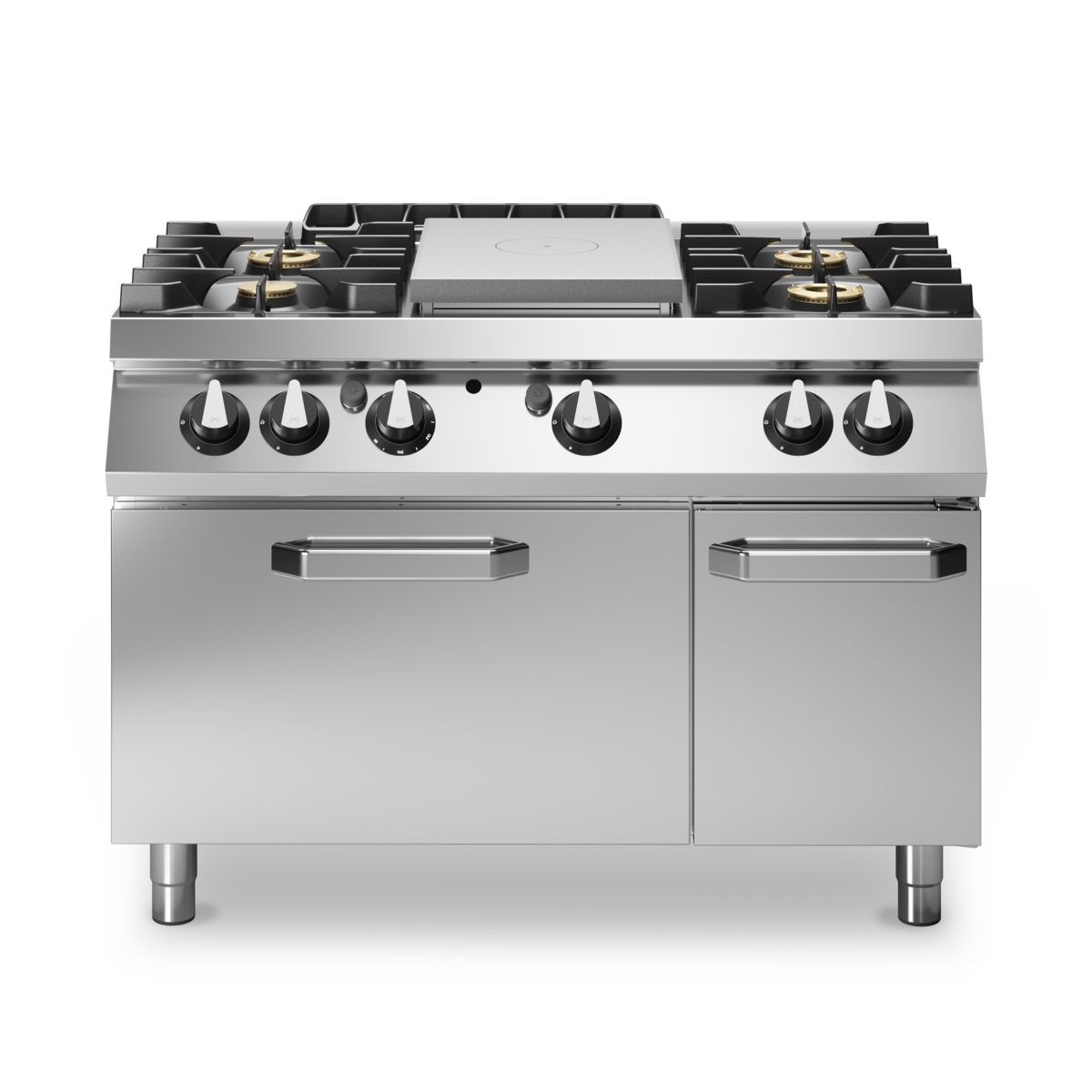 Fourneau 4 feux + plaque coup-de-feu sur four gaz – 35,5 kW Gaz – 1200x730x870mm