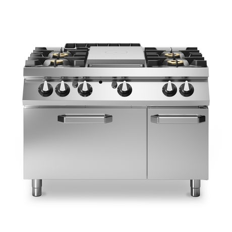 Fourneau 4 feux + plaque coup-de-feu sur four gaz – 35,5 kW Gaz – 1200x730x870mm