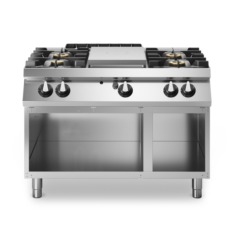 Fourneau 4 feux + plaque coup-de-feu sur meuble ouvert – 27,5 kW Gaz – 1200x730x870mm