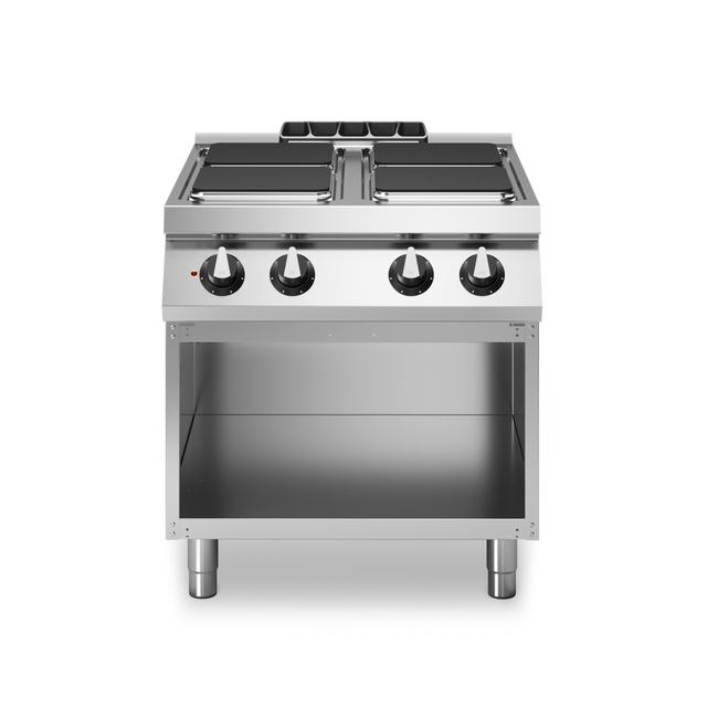 Fourneau 4 plaques électrique sur meuble ouvert – 10,4 kW 400V Tri – 800x730x870mm