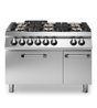 Fourneau 6 feux sur four électrique – 33,5 kW Gaz + 6 kW TRI – 1200x730x870mm