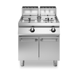 Friteuse double à gaz cuve libre sur meuble fermé - Capacité : 13+13 litres - 24 kW Gaz - 800x730x870mm