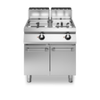Friteuse double à gaz cuve libre sur meuble fermé - Capacité : 17+17 litres - 32 kW Gaz - 800x730x870mm