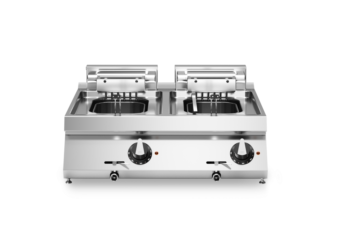 Friteuse double électrique à poser - Capacité : 10+10 litres - 18 kW 400V Tri - 800x730x280mm