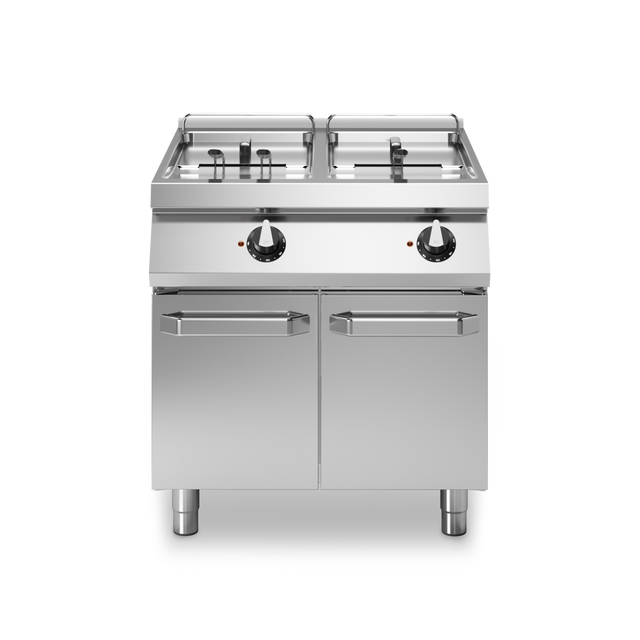 Friteuse double électrique sur meuble fermé - Capacité : 13+13 litres - 24 kW 400V Tri - 800x730x870mm