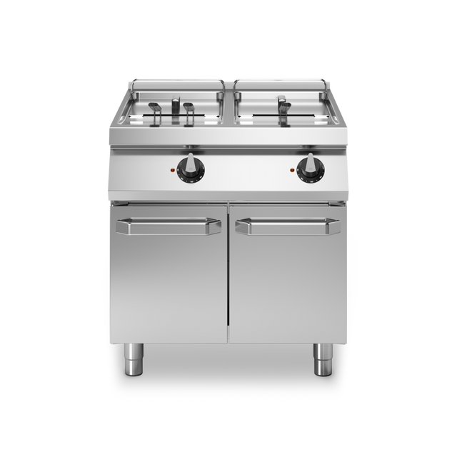 Friteuse double électrique sur meuble fermé - Capacité : 17+17 litres - 33 kW 400V Tri - 800x730x870mm