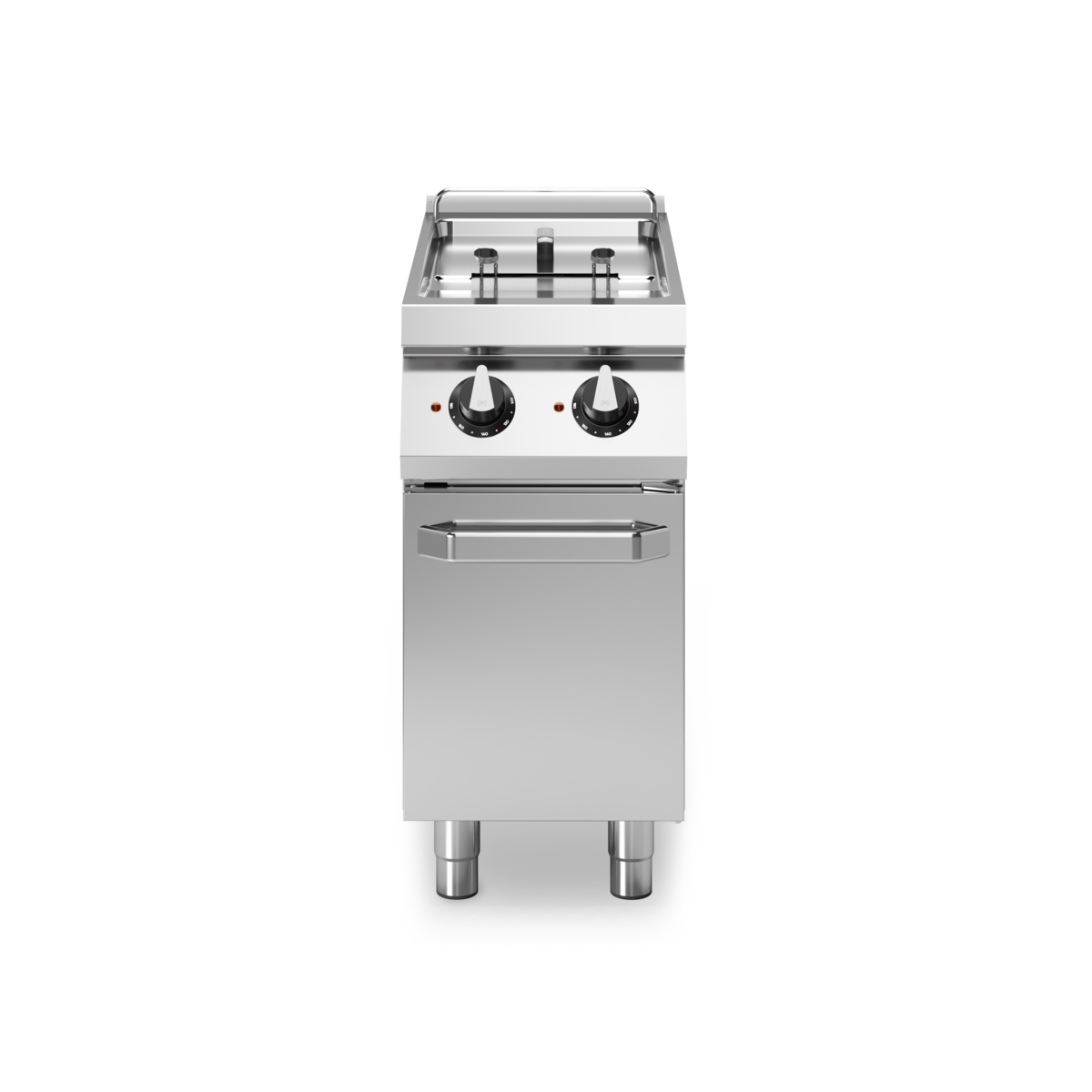 Friteuse double électrique sur meuble fermé - Capacité : 8+8 litres - 14 kW 400V Tri - 400x730x870mm