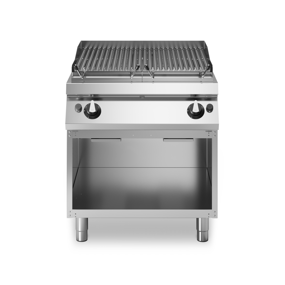 Grill à pierre de lave 2 zones à gaz sur meuble ouvert - 15 kW Gaz - 800x730x870mm