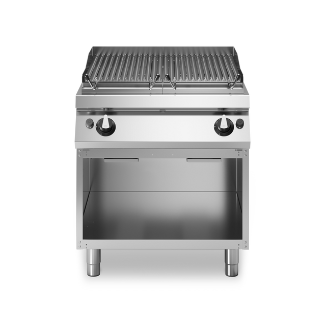 Grill à pierre de lave 2 zones à gaz sur meuble ouvert - 15 kW Gaz - 800x730x870mm