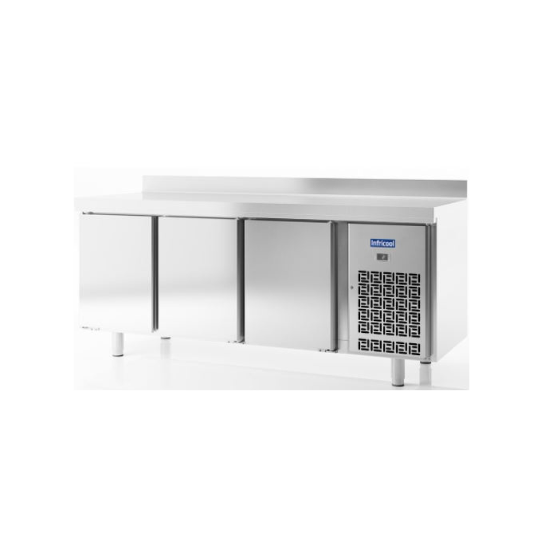 IM704PN - Table réfrigérée négative avec dosseret 4 portes -10-20°C - Capacité  630 litres - 2452x700x850mm