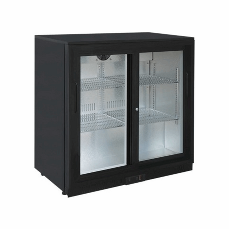 LG-198S - Arrière bar réfrigérée +2_+10°C 2 portes vitrées coulissantes noir 900x520x850mm