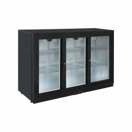 LG-320S - Arrière bar réfrigérée +2_+10°C 3 portes vitrées coulissantes noir 1350x520x850mm