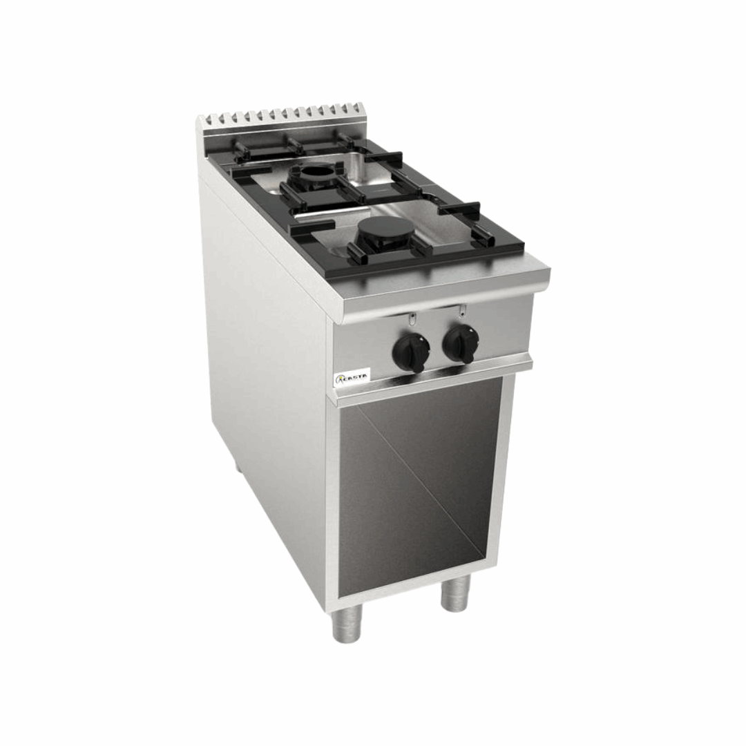 Cuisinière gaz sur meuble ouvert 2 feux 400x900x850mm 14,8kW