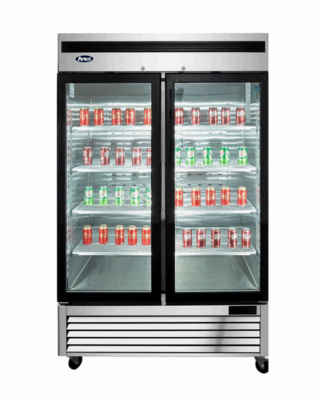 MCF8707GR - Armoire réfrigérée positive inox 2 portes vitrées 0+8°C - Capacité  1300 litres - 1382x805x2112mm