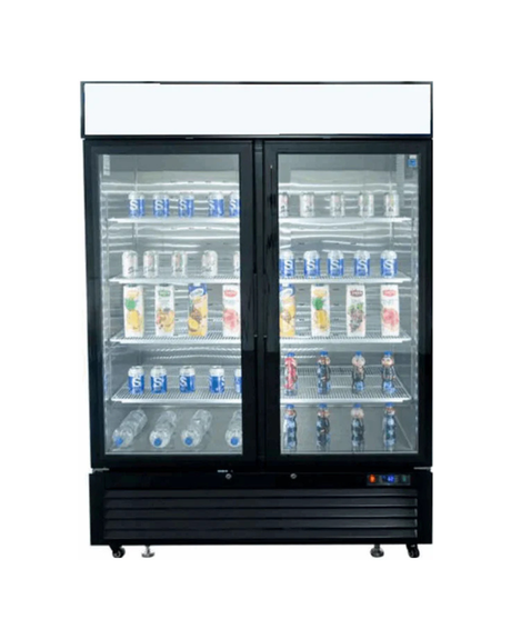 MCF8723GR Armoire réfrigérée positive noir 2 portes vitrées - 1300L