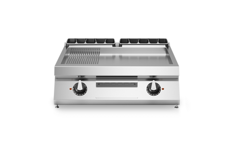 Plancha 2/3lisse et 1/3 rainurée 2 zones électrique à poser - 10,8 kW 400V Tri - 800x730x280mm