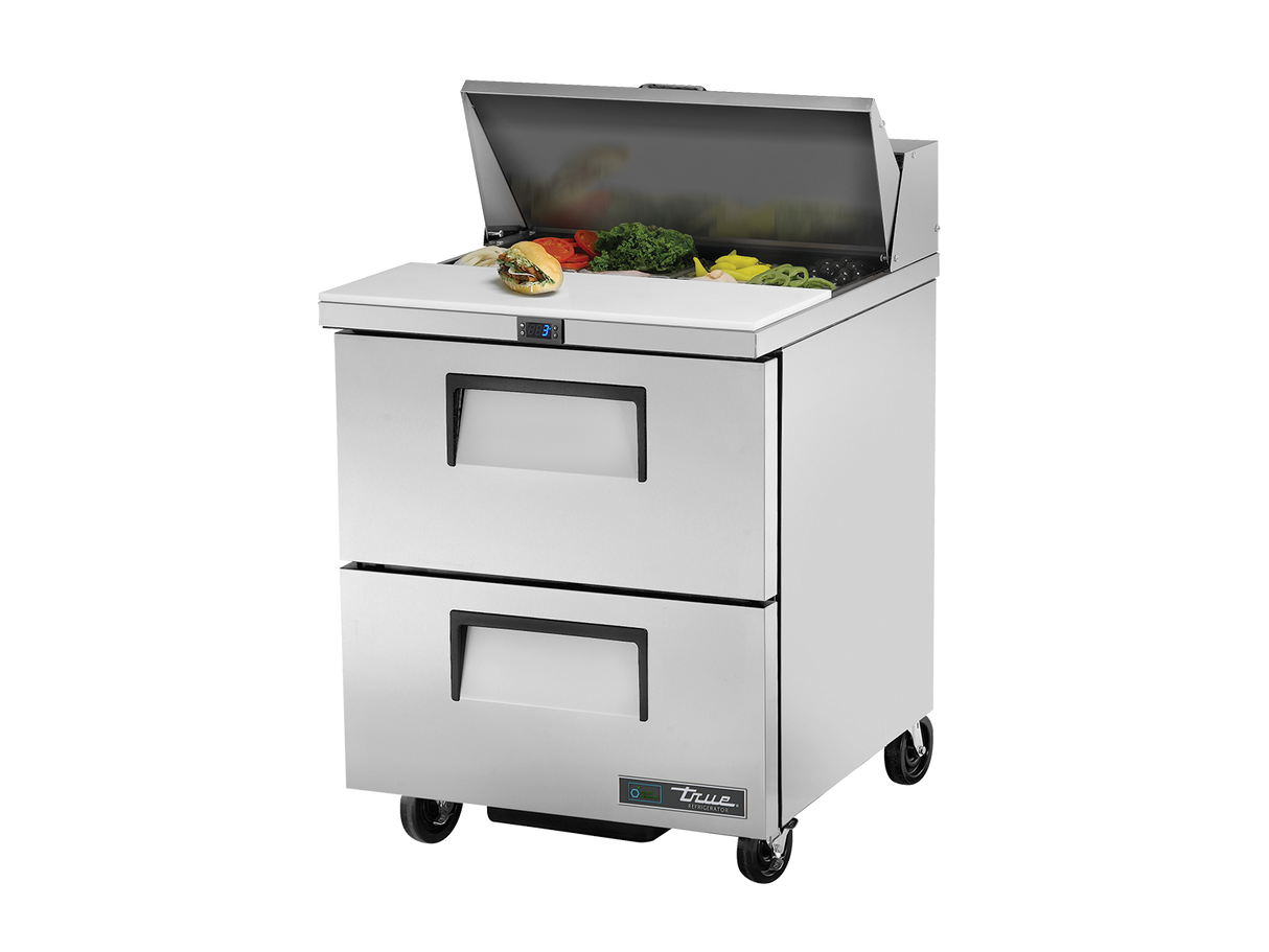 TSSU-27-08D-2-HC Table de préparation positive 2 tiroirs - Série TSSU TRUE - 184L 