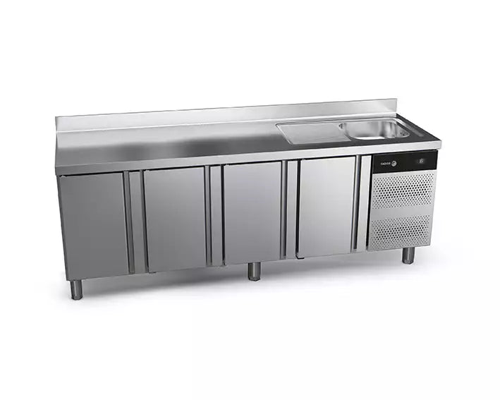 Table réfrigérée positive avec évier FAGOR 4 portes - gamme 700 - 581 litres