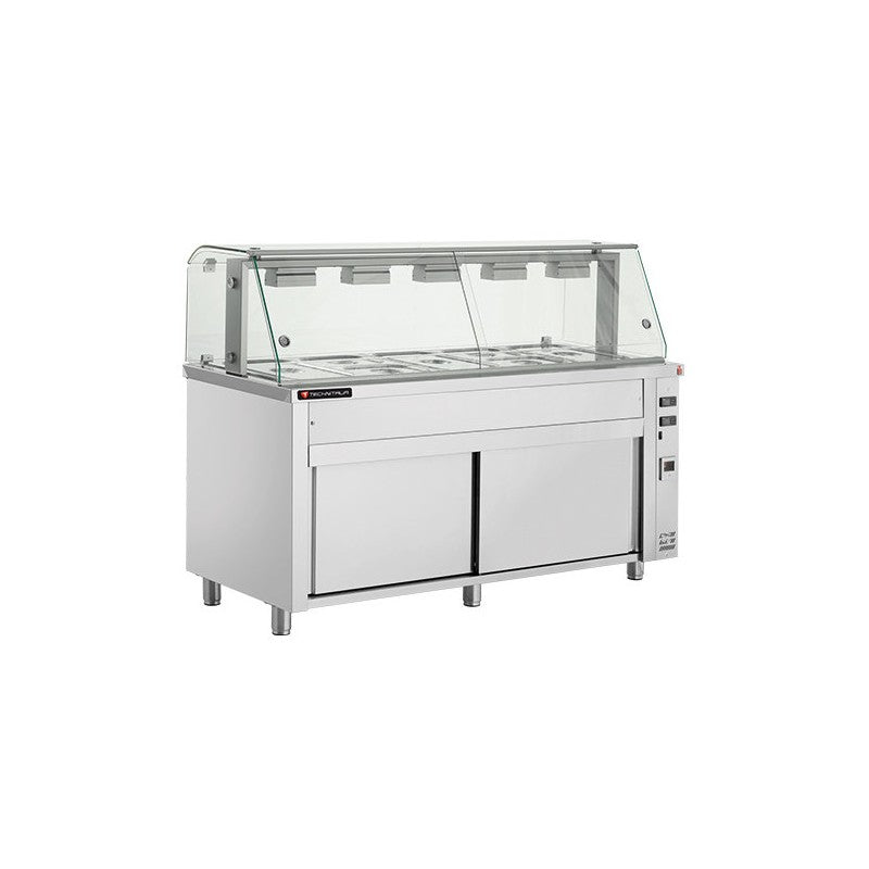 VBM5 - Vitrine bains-marie sur placard neutre - 5x GN 1/1 + lampe chauffante - 1792x700x1313mm