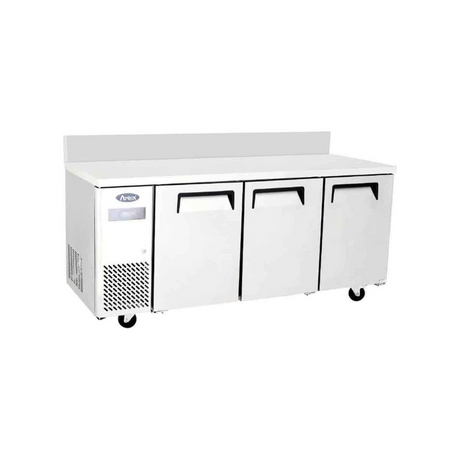 YPF9042GR-SB - Table réfrigérée positive avec dosseret 3 portes -2+8°C - Capacité  470 litres - 1800x700x840mm